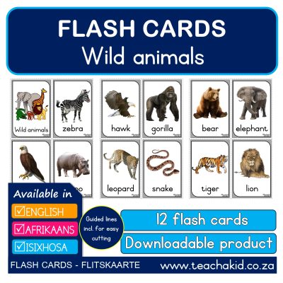 Wild animals – flash cards (PDF)