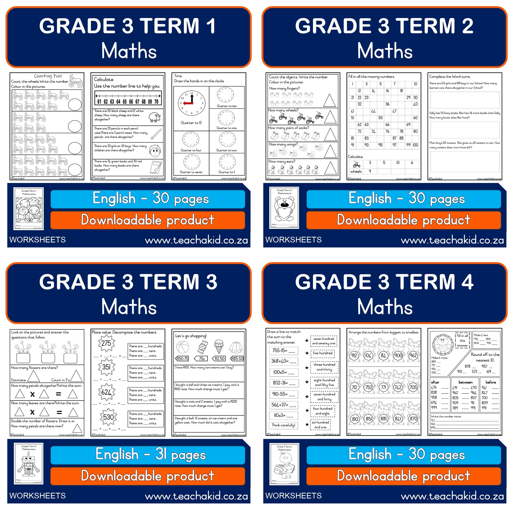 Grade 3 Maths year package (PDF) - Image 2