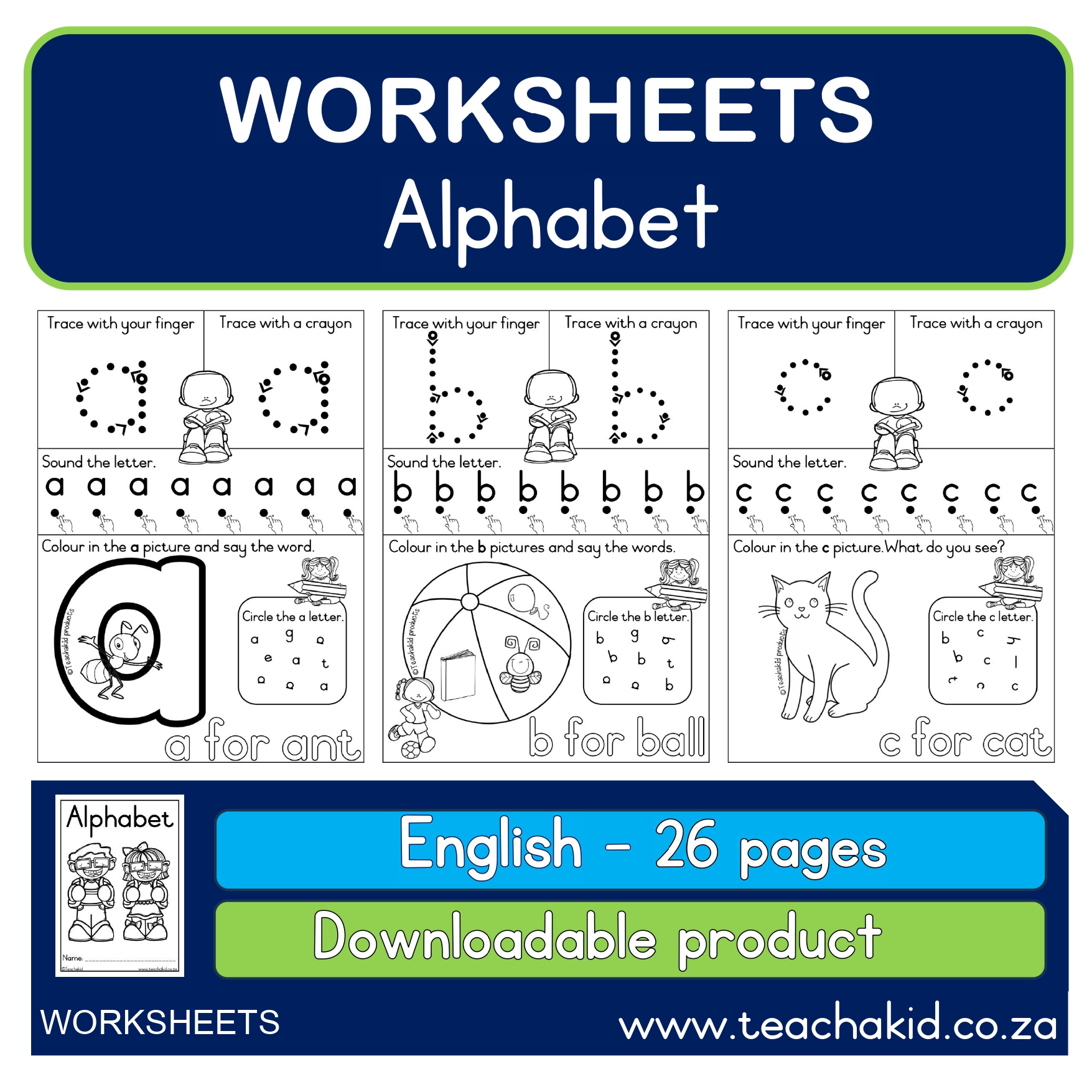 Alphabet worksheets (PDF)
