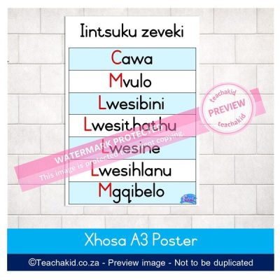 Xhosa Days of the week Poster