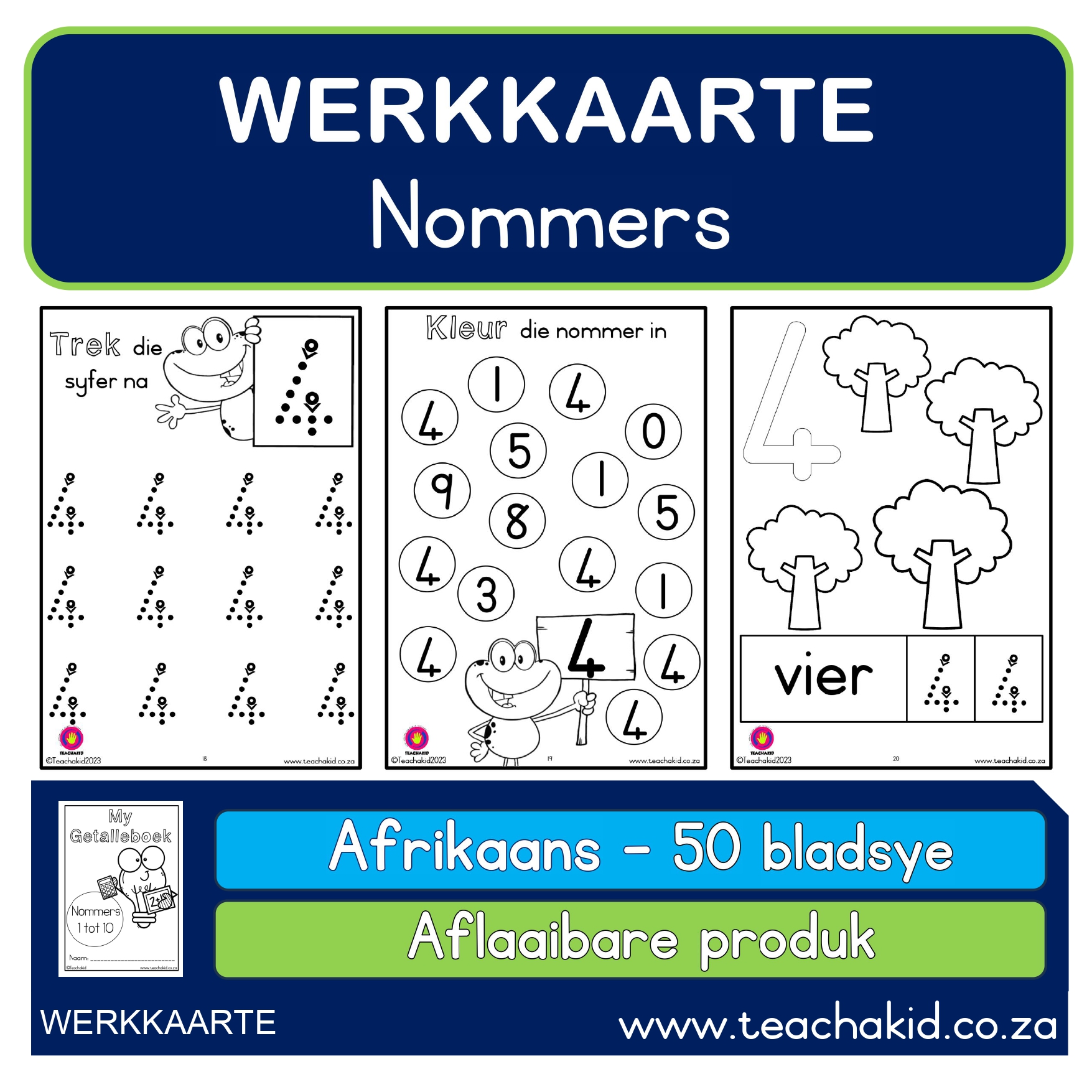 Nommers 1 tot 10 werkkaarte (PDF)