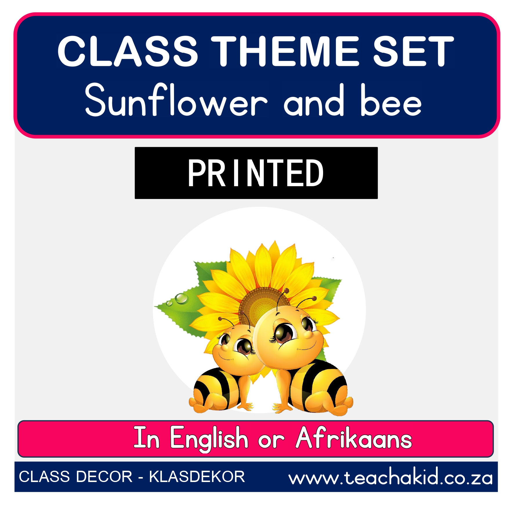 Sunflower and bee class theme set (printed)