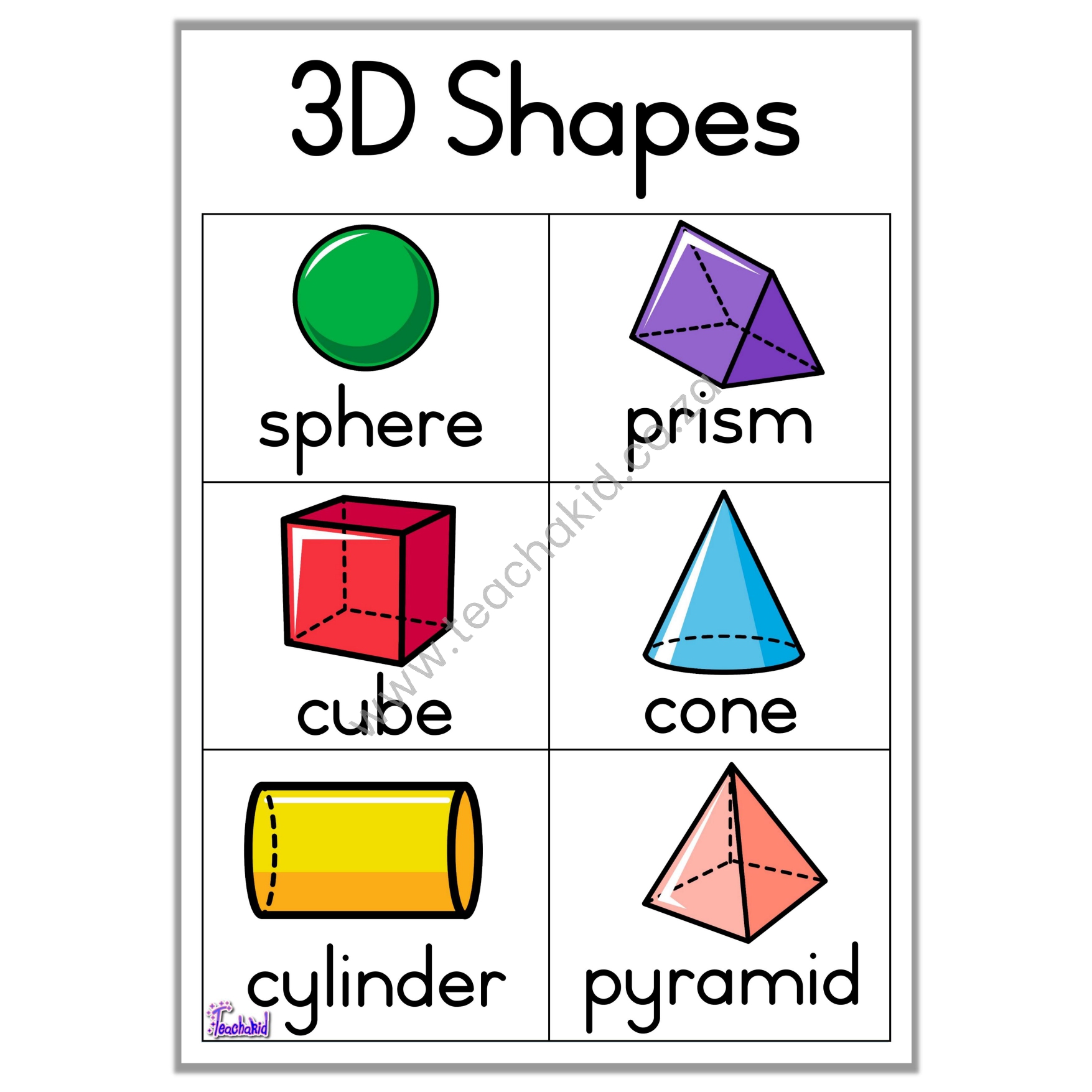 3D shapes – poster (printed)