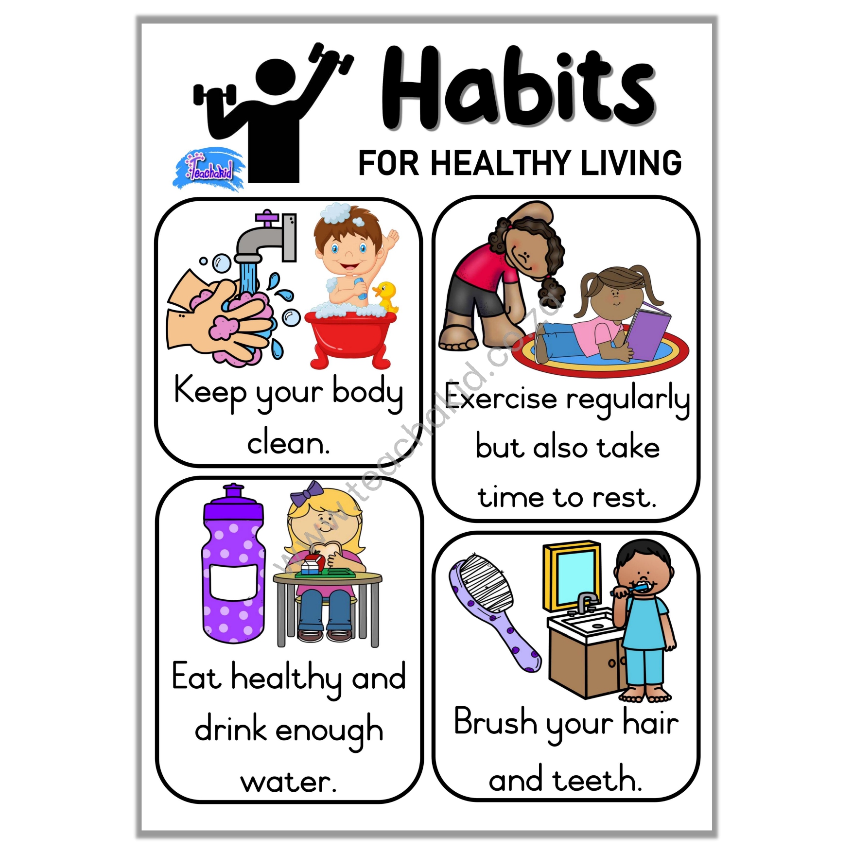 Habits for healthy living – poster (printed)