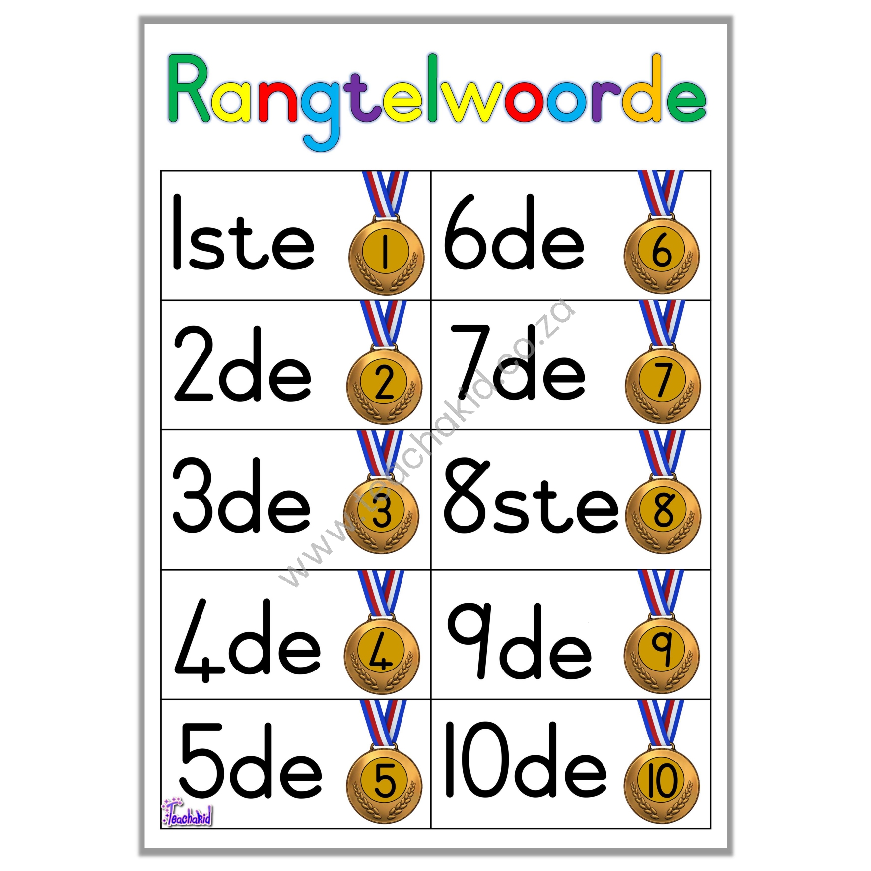 Rangtelwoorde – poster (printed)