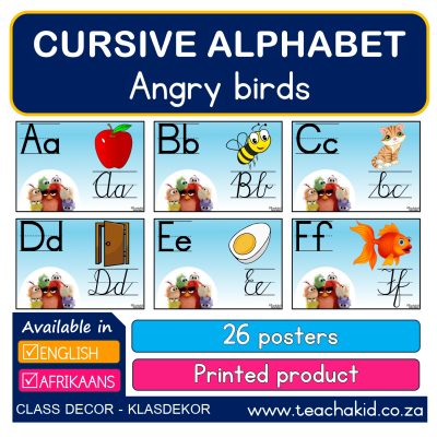 Angry Birds Cursive Alphabet