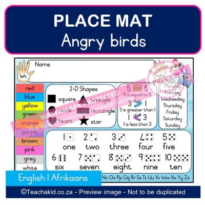 Angry birds Place mat 01 (PDF)