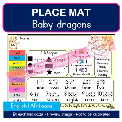 Baby dragons Place mat 01 (PDF)