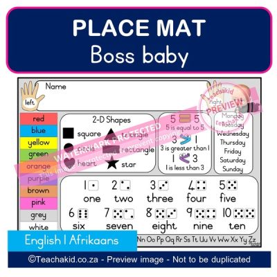 Boss baby grey Place mat 01 (PDF)