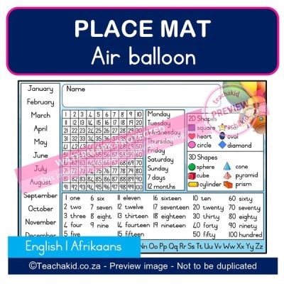 Air balloon Place mat 02 (PDF)