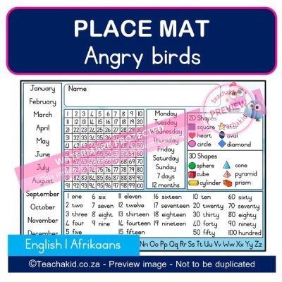 Angry birds Place mat 02 (PDF)