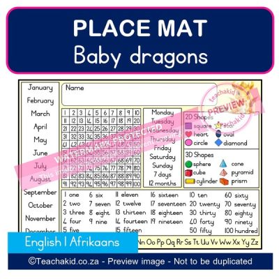 Baby dragons Place mat 02 (PDF)