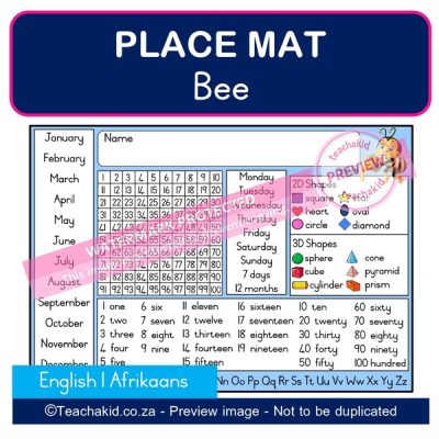 Bee Place mat 02 (PDF)
