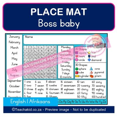 Boss baby blue Place mat 02 (PDF)