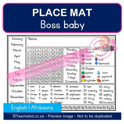 Boss baby grey Place mat 02 (PDF)