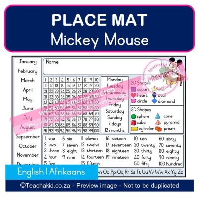 Mickey Mouse Place mat 02 (PDF)