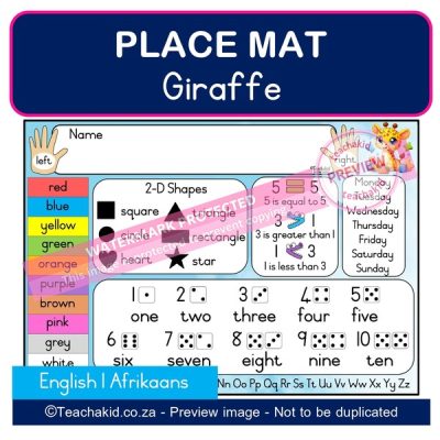 Giraffe Place mat 01 (PDF)