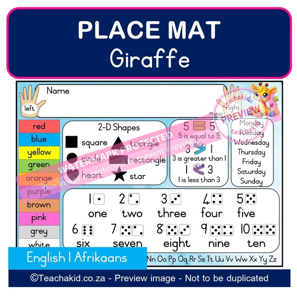 Giraffe Place mat 01 (PDF)