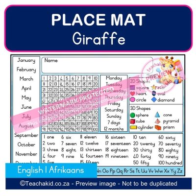 Giraffe Place mat 02 (PDF)