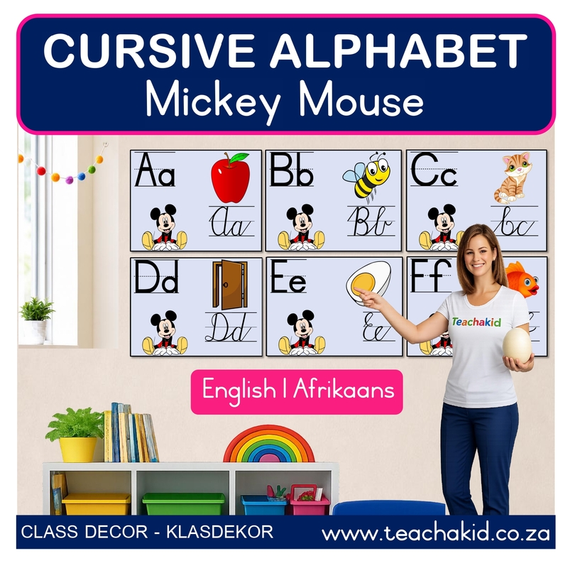 Mickey Mouse Cursive Alphabet (printed)