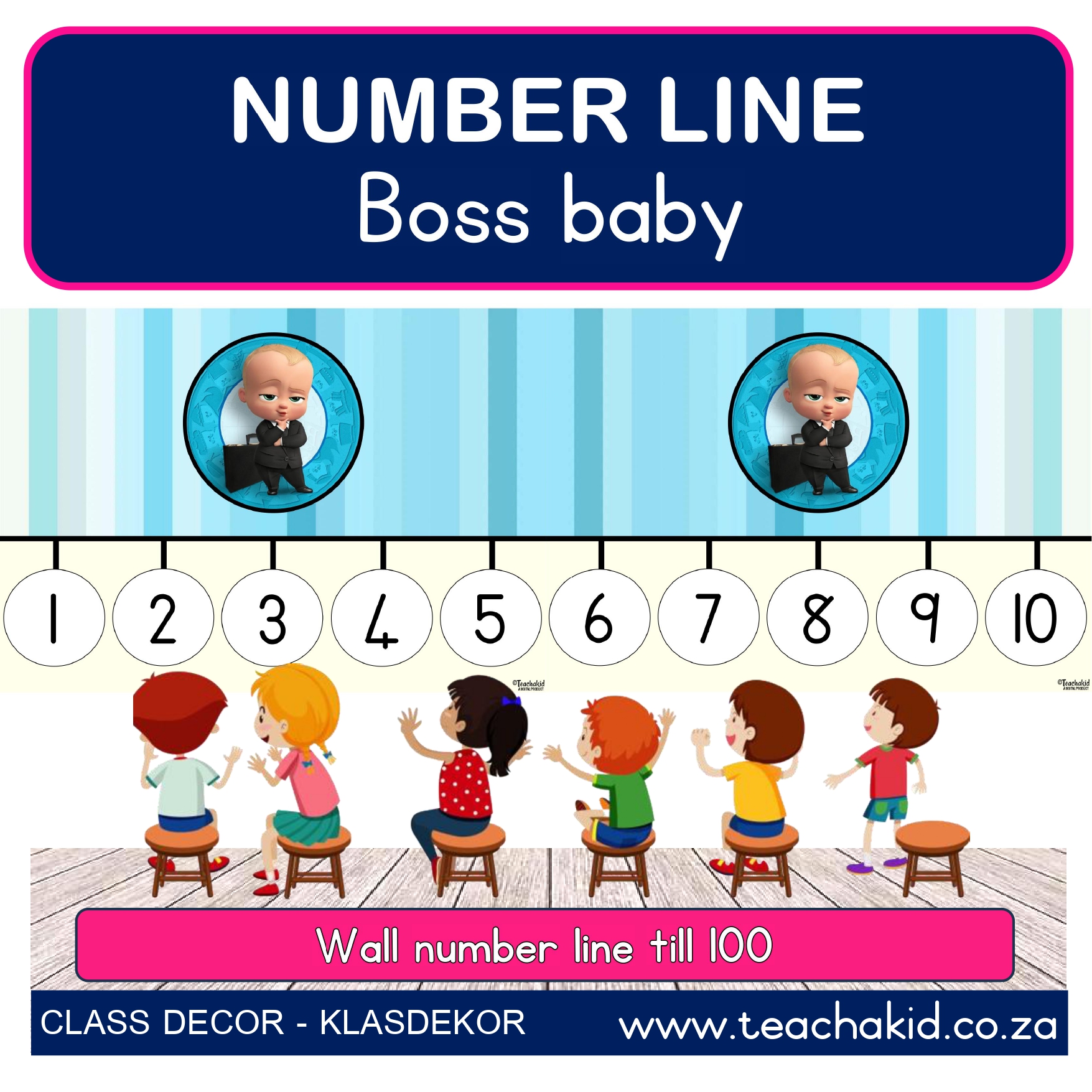 Boss Baby – number line to 100 (PDF)