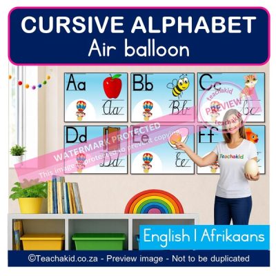 Air balloon Cursive Alphabet (printed)