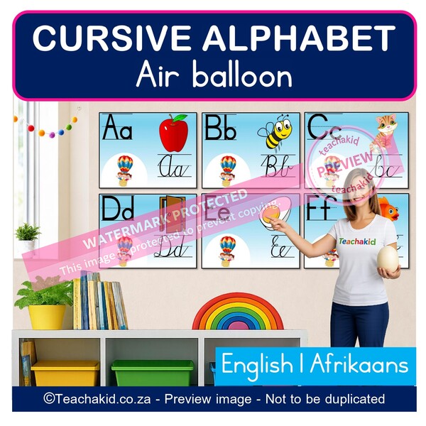 Air balloon Cursive Alphabet (printed)