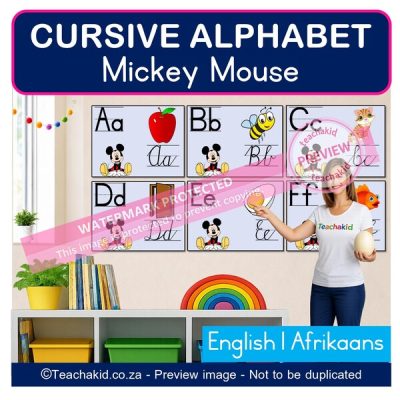 Mickey Mouse Cursive Alphabet (printed)
