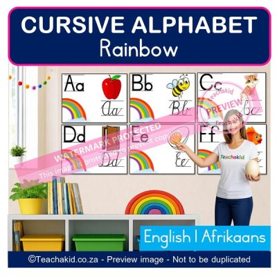 Rainbow Cursive Alphabet (printed)