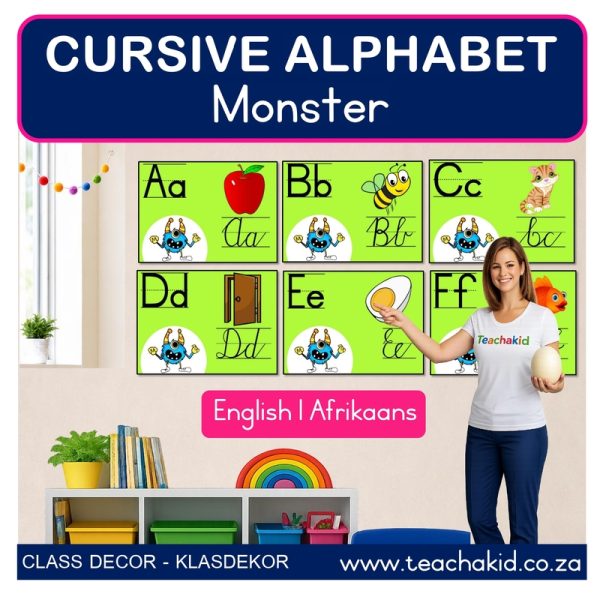 Monster Cursive Alphabet (printed) - Teachakid