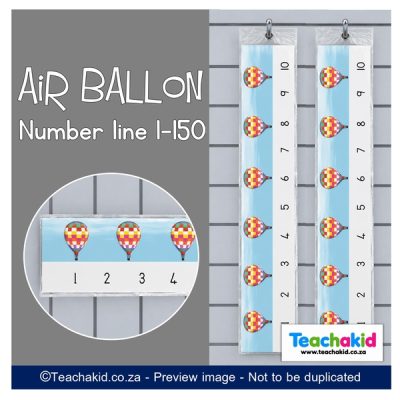 Air balloon Wall Number line 1 to 150 (printed)