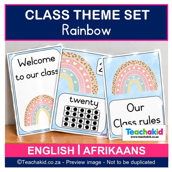 Boho Rainbow Class Theme Set (printed)
