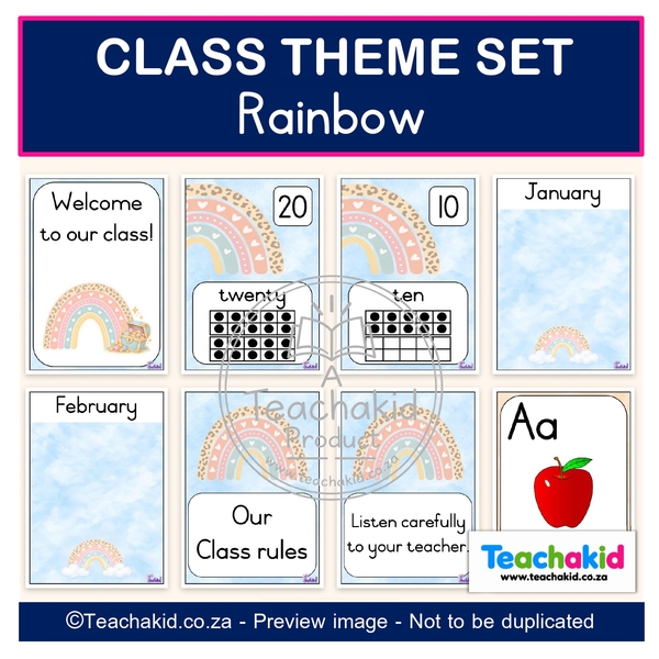 Boho Rainbow Class Theme Set (printed) - Image 3