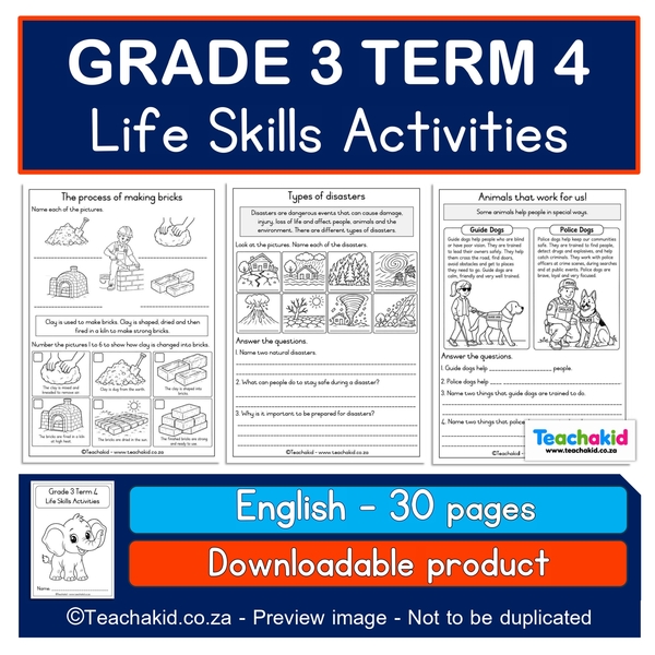 NEW! Grade 3 Term 4 Life Skills Activities (PDF)