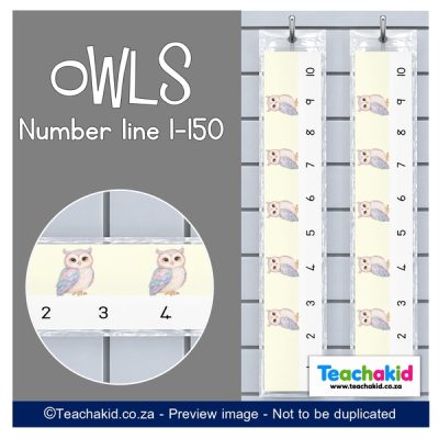 Owl Wall Number line 1 to 150 (printed)