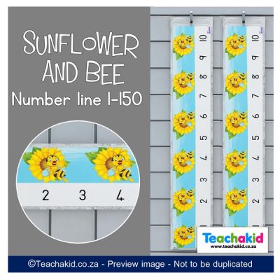 Sunflower and Bee Wall Number line 1 to 150 (printed)