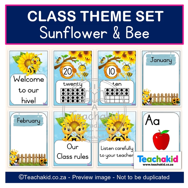 Sunflower and Bee Class Theme Set (printed) - Image 3