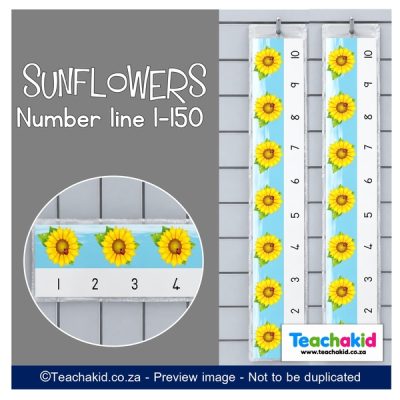 Sunflower Wall Number line 1 to 150 (printed)